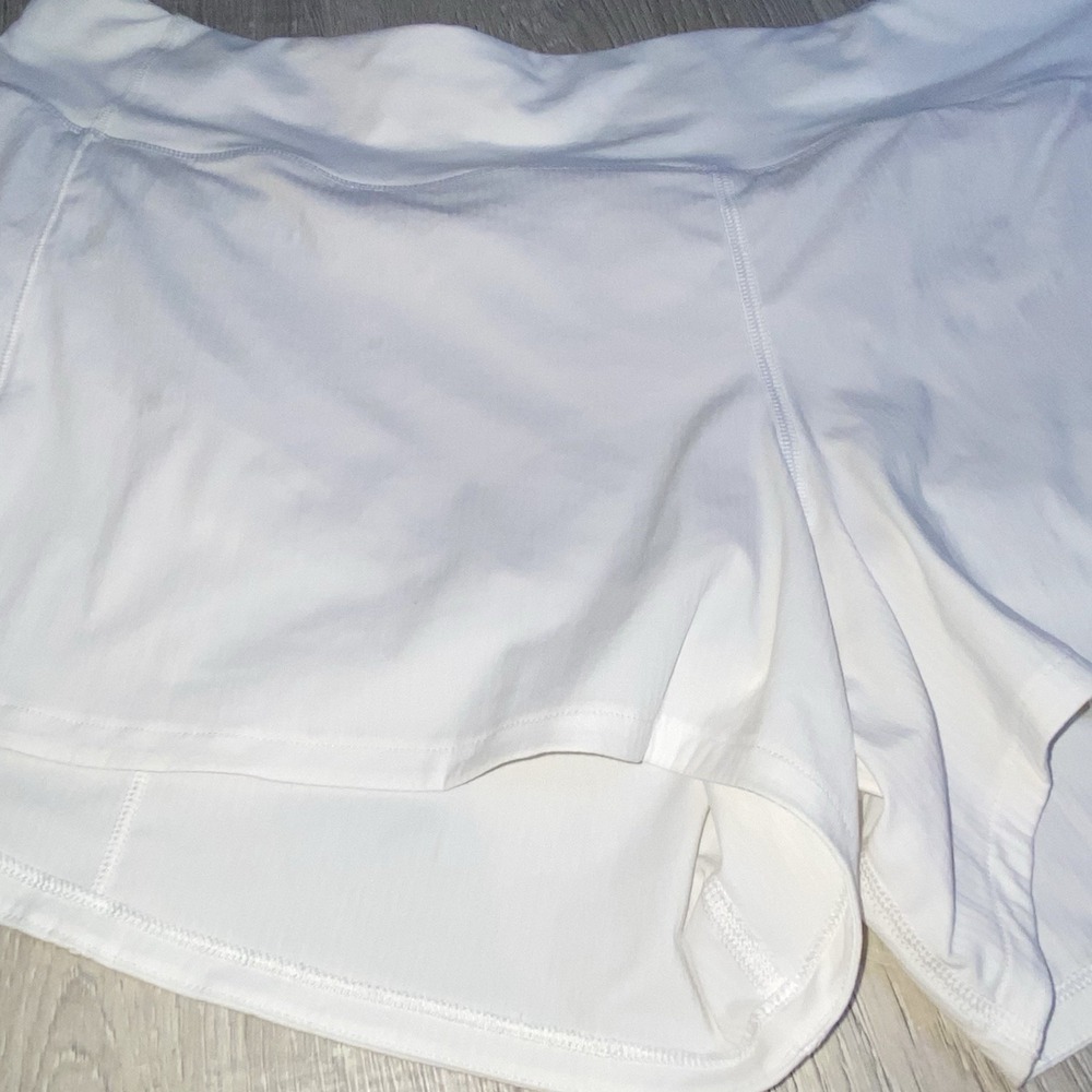 LULULEMON Womens Speed Up Lined Stretch Running Pocket Shorts White Sz‎ 14 - Picture 2 of 11